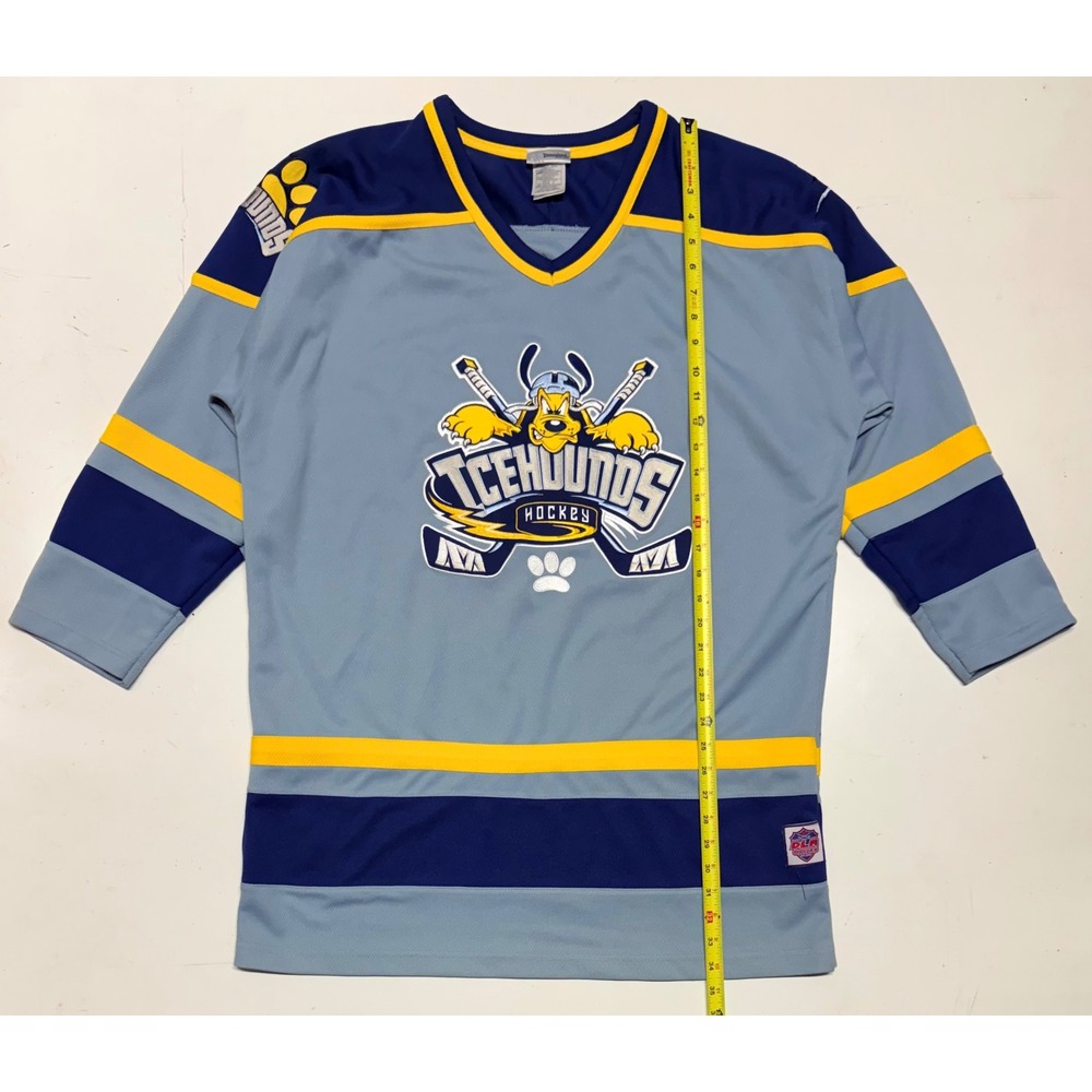 Vintage Disneyland Resort‎ Pluto Icehounds Hockey Jersey Blue Yellow Mens XXL